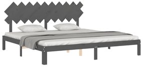 Giroletto con testiera grigio 200x200 cm in legno massello