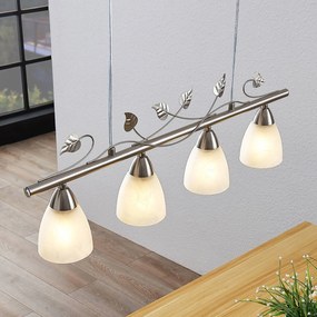 Lindby lampada a sospensione Yannie, a 4 luci, 72 cm, nichel/bianco, vetro