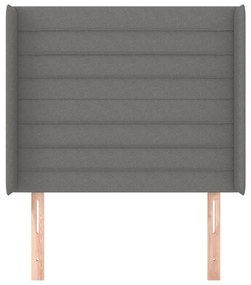 Testiera ad orecchio grigio scuro 93x16x118/128 cm in tessuto