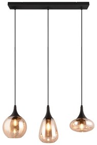 Lampada a sospensione nero-arancio con paralume in vetro Lumina - Trio