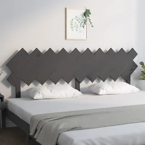 Testiera per letto grigia 196x3x80,5 cm legno massello di pino