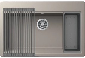 Lavello 1 vasca in quarzo tortora ELLECI L 79 x L 51 cm