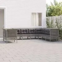 Set Divani da Giardino 9 pz con Cuscini in Polyrattan Grigio 3187534