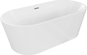 Mexen Luna vasca da bagno indipendente 140 x 75 cm, bianca, troppopieno cromato - 52031407500-01
