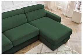 Divano angolare in verde scuro allungabile (con composizione variabile) con rivestimento in velluto a coste Monaco – Bobochic Paris