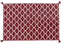 Tappeto moderno Toronto, stile kilim, 100% cotone, rosso, 180x120cm