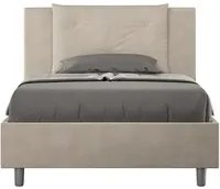 Letto una piazza e mezza rivestito in Microfibra - APPIA Tipologia Letto: Senza Rete, Dimensione Rete: 110x210, Colore: Beige