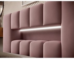 Letto singolo imbottito rosa con contenitore con rete inclusa 90x200 cm Lamica – ELTAP