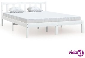 vidaXL Giroletto Bianco in Legno Massello di Pino 160x200 cm