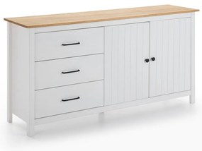 Cassettiera bassa bianca in legno di pino 150x80 cm Miranda - Marckeric