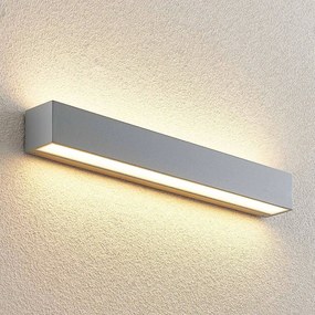 Lucande Applique da esterno Lengo, 50 cm, argento, a 2 luci, alluminio