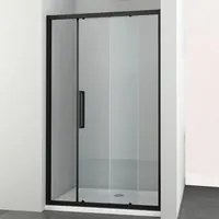 Ogomondo porta scorrevole slide 2 due ante black profilo nero cristallo 6 mm *** misure 146-150xh195 cm, confezione 1