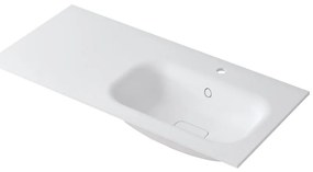 Lavabo a incasso rettangolare vasca a destra L 100.5 x H 15 x P 46 cm in resina bianco lucido