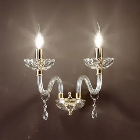 Lampada applique 2 luci E14 - cristallo e vetro BRIGIDA