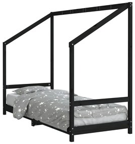 Giroletto per bambini nero 80x200 cm in legno massello di pino