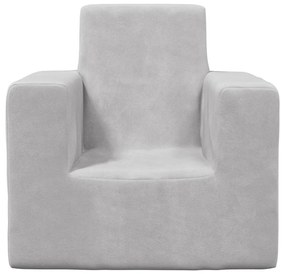 Divano per bambini grigio chiaro in morbido peluche