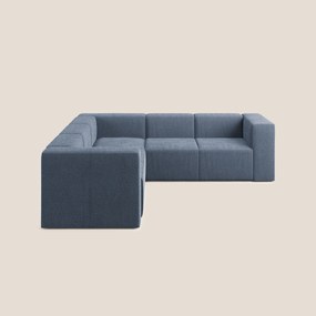 Nettuno divano angolare componibile reversibile in morbido tessuto bouclè T07 blu