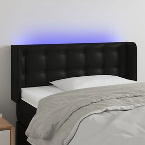 Testiera a led nera 83x16x78/88 cm in similpelle