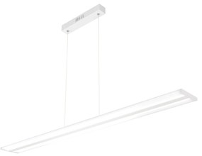 Sospensione Moderna Double Track Metallo Bianco E Diffusore Acrilico Led 40W