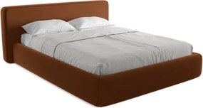 Letto matrimoniale imbottito in terracotta con vano contenitore con griglia da 160x200 cm Kiana - Makamii
