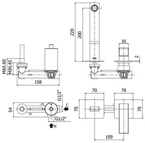 Paffoni Elle El105cr70 Miscelatore lavabo Incasso 2 Fori 2 Piastre e Bocca 20 cm Cromo