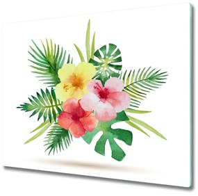 Tagliere in vetro temperato Fiori hawaiani 60x52 cm