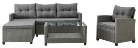 Divano da Giardino DKD Home Decor Grigio 120 x 65 x 77 cm 163 x 45 x 84 cm rattan sintetico Vetro Temperato