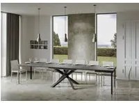 Tavolo da Pranzo Volantis Evolution 90x120 Allungato 90x380 in Nobilitato e Ferro Colore: Cemento