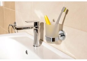 Aqualine - Portaspazzolino a parete SAMBA bianco latte vetro/cromo lucido