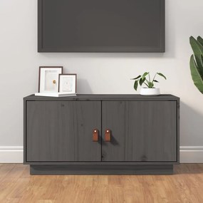 Mobile porta tv grigio 80x34x40 cm in legno massello di pino