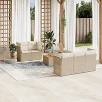 Set Divano da Giardino 6 pz con Cuscini Beige in Polyrattan 3223482