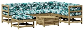 Set divani da giardino 8pz con cuscini legno impregnato di pino