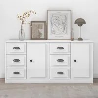 Credenze 2 pz Bianco Lucido in Legno Multistrato 3185225