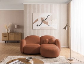 Divano angolare color terracotta (con penisola a destra/con chaise lounge) con rivestimento in bouclé Orbit – Ropez