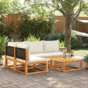 Set divano da giardino 5 pz con cuscini legno massello acacia