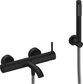 Rubinetto per vasca getto laminare cristallino Loop SANYCCES per muro nero