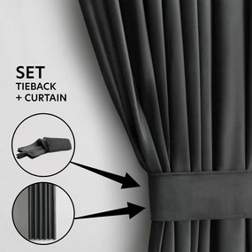 Tenda parzialmente oscurante grigia in velluto 140x270 cm – Restilo