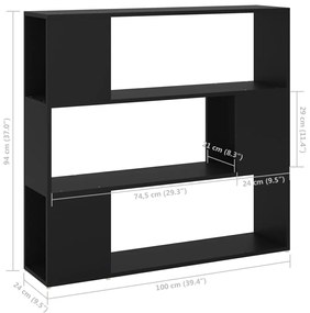 Libreria/Divisorio Nera 100x24x94 cm