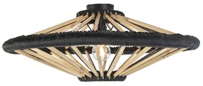Lampadario orientale in bambù con nero 60 cm - Evalin