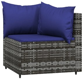 Divani angolari da giardino con cuscini 2pz polyrattan grigio