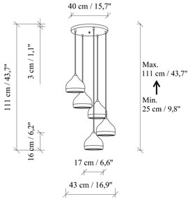 Sospensione a cavo YILDO 5xE27/40W/230V nero/oro