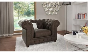 Poltrona in velluto marrone scuro Cambridge - Ropez