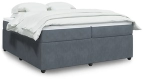 Giroletto A Molle Con Materasso Grigio Scuro 200x200 Cm Velluto /