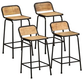 Sgabelli Da Bar 4 Pz 46x35,5x80 Cm Legno Massello Grezzo Mango /