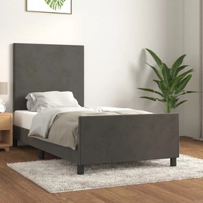 Giroletto Senza Materasso Grigio Scuro 100x200 Cm Velluto /