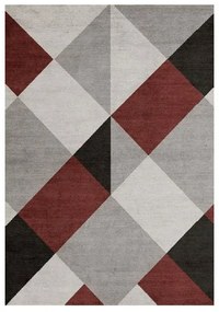 Tappeto Soave Soft reverse geometrico grigio e rosso, L 300 x L 200 cm