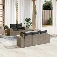 Set Divano da Giardino 6 pz con Cuscini Grigio in Polyrattan 3222299