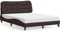 Letto con Materasso Marrone Scuro 140x200cm Tessuto 3208537