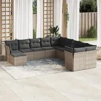 Set Divani da Giardino 11 pz con Cuscini in Polyrattan Grigio 3250449