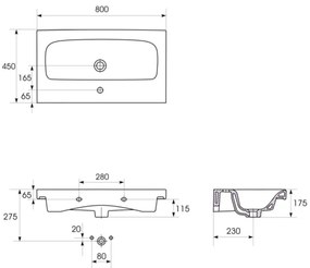 Cersanit K116-013 - Lavabo incasso MODUO 45x80 cm ceramica bianco lucido